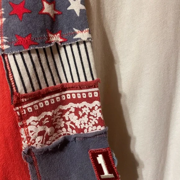 We The Free Patchwork Raglan Tee - Red, Blue, White - Picture 2 of 5